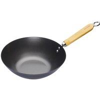 KitchenCraft Carbon Steel 25cm Non-Stick Wok in Dark Grey