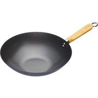 KitchenCraft Carbon Steel 30cm Non-Stick Wok in Dark Grey