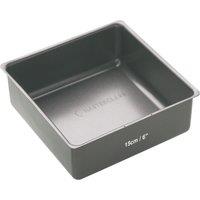 MasterClass Non-Stick Loose Base Deep Cake Pan, Carbon Steel Square Cake Tin, 15cm in Dark Grey