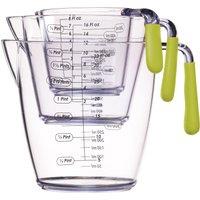 Colourworks 3 Piece Green Acrylic Measuring Jug Set in Clear