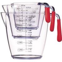 Colourworks 3 Piece Red Acrylic Measuring Jug Set in Clear