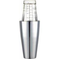 BarCraft 400ml Boston Cocktail Shaker with Printed Recipes, Stainless Steel, Glass in Silver