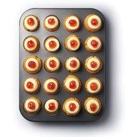 MasterClass Non-Stick 20 Hole Mini Muffin Tray with Loose Bases, Carbon Steel in Black