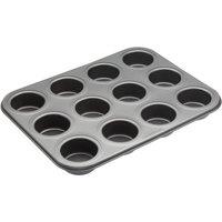 MasterClass Non-Stick 12 Hole Mini Sandwich Baking Tray, Carbon Steel, 27 x 36cm in Dark Grey | Size: 27 x 36 cm