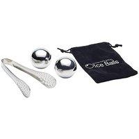 BarCraft Stainless Steel Large Spherical Ice Ball Set, Gift Boxed in Silver