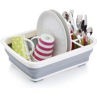 KitchenCraft Collapsible Plastic Kitchen Dish Drainer Rack with Non-Slip Feet