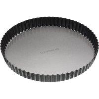 MasterClass Carbon Steel Non-Stick Quiche Tin, Fluted Loose Base Tart Tin 28cm in Grey