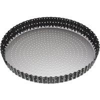 MasterClass Round Non-Stick Flan Tin, Fluted & Perforated Quiche Tin 28cm in Grey