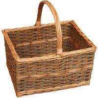 Red Hamper Wicker Yorkshire Rectangular Shopping Basket in Brown
