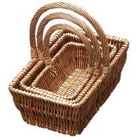 Red Hamper Wicker Set of 3 Rectangular Gift Shopping Baskets in Brown