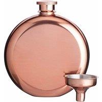BarCraft Copper Finish Round Hip Flask with Funnel, Stainless Steel, 140ml