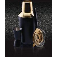 BarCraft Luxury 3pc Cocktail Making Set, Black & Brass Finish Stainless Steel