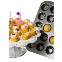 Chicago Metallic Non-Stick 20 Hole Hollow Mini Cupcake Baking Tray, 27 x 35cm in Dark Grey | Size: 27 x 35 cm