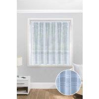 Tyrone Textiles Plain Stripe Sheer Lace Net Curtain - Pre Cut Ready To Hang in White | Size: 500 cm width x 160 cm drop