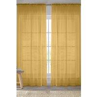 Enhanced Living Plain Sheer Voile Panel Curtains Panel - Pair with Rod Pocket Header in Gold | Size: 145 cm width x 122 cm drop