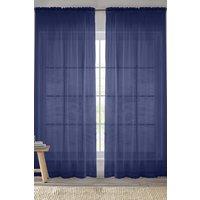 Enhanced Living Plain Sheer Voile Panel Curtains Panel - Pair with Rod Pocket Header in Navy | Size: 145 cm width x 137 cm drop
