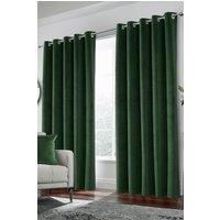 Enhanced Living 100% Blackout Luxury Supersoft Velvet Thermal Eyelet Curtains for Living Room & Bedrooms in Green | Size: 117 cm width x 137 cm drop