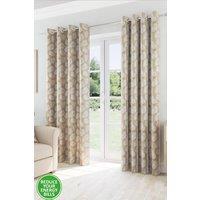 Enhanced Living Floral Leaf Pattern Thermal Room Darkening Pair of Curtains With Eyelets For Living Room & Bedroom | Size: 117 cm width x 137 cm drop