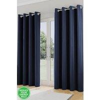 Enhanced Living Plain Supersoft Thermal Room Darkening Eyelet Curtains - Pair in Navy | Size: 117 cm width x 137 cm drop