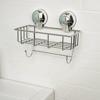 Showerdrape Suctionloc Chrome Steel Suction Wall Mounted Sponge Basket in Silver