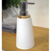 Showerdrape Sonata Black & Bamboo Liquid Soap Dispenser in White