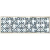 My Mat Washable Nylon Harlequin Tile Blue Indoor Mat in Mid Blue | Size: 50 cm x 150 cm
