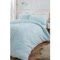 OHS Thermal Soft Teddy Fleece Duvet Cover Bedding Set in Duck Egg Blue | Size: Double
