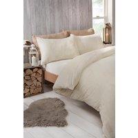 OHS Thermal Soft Teddy Fleece Duvet Cover Bedding Set in Cream | Size: Double