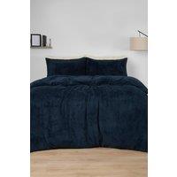 OHS Thermal Soft Teddy Fleece Duvet Cover Bedding Set in Navy | Size: King