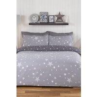 OHS Stars Duvet Cover with Pillowcase Bedding Set in Grey | Size: Double