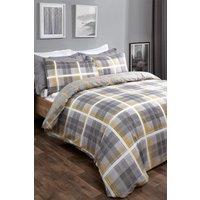 OHS Denim Check Duvet Cover with Pillowcase in Yellow | Size: Double