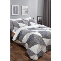 OHS Textured Geometric Duvet Cover with Pillowcase in Grey | Size: King