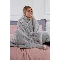 OHS Teddy Fleece Sensory Sleep Therapy Weighted Blanket 150 x 200 cm 8kg in Light Grey | Size: 150 cm x 200 cm