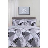 OHS Marble Geo Duvet Cover with Pillowcase Bedding Set in Charcoal | Size: Double
