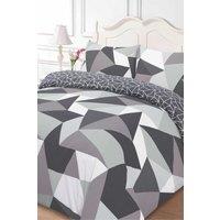 OHS Geometric Shapes Duvet Cover with Pillowcase in Black | Size: Double