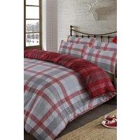 OHS Boston Brushed Cotton Duvet Cover Pillowcase Bedding Set in Red | Size: King