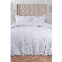 OHS Seersucker Duvet Cover with Pillowcase Bedding in White | Size: Super King