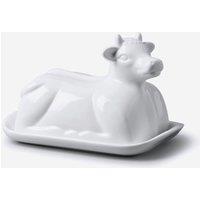 WM Bartleet & Sons Porcelain Cow Design Butter Dish in White