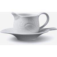 WM Bartleet & Sons Porcelain Mint Sauce Boat with Saucer in White