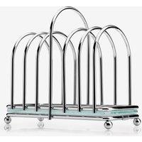 Kilo Chrome Toast Rack with Frosted Glass Base in Metallic Silver