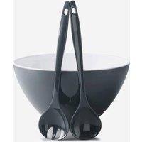 Zeal Melamine Salad Bowl & Servers Set in Dark Grey