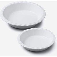 WM Bartleet & Sons Porcelain Round Pie Dish with Crinkle Crust Rim Set of 2 in White