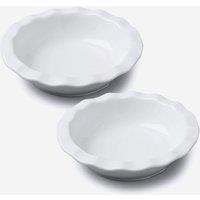 WM Bartleet & Sons Porcelain Individual Round Pie Dish with Crinkle Crust Rim Set of 2 in White