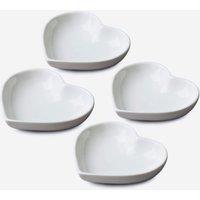 WM Bartleet & Sons Porcelain Mini Heart Shaped Dish Set of 4 in White