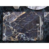 Creative Tops Navy Marble Pack Of 4 Large Premium Placemats in Black