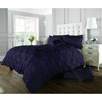 Smart Living Polycotton Pintuck Duvet Cover With Pillowcases in Navy | Size: Single