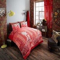 Smart Living Printed Polycotton Inspire Duvet Cover With Pillowcases in Red | Size: Double