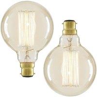 BHS Lighting Pack of 2 40W B22 Bayonet Cap Vintage Globe Bulb in Clear