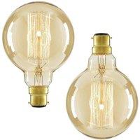 BHS Lighting Pack of 2 Gold Tint 40W B22 Bayonet Cap Globe Bulb