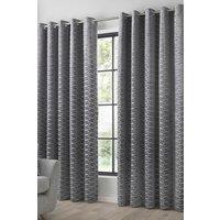 Curtina 'Kendal' Textured Weave Pair of Eyelet Curtains in Charcoal | Size: 117 cm width x 137 cm drop